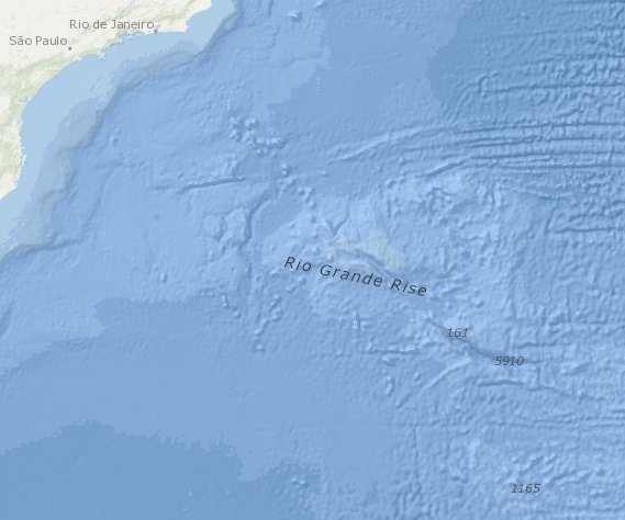 Mapa mostra a localização da Elevação do Rio Grande